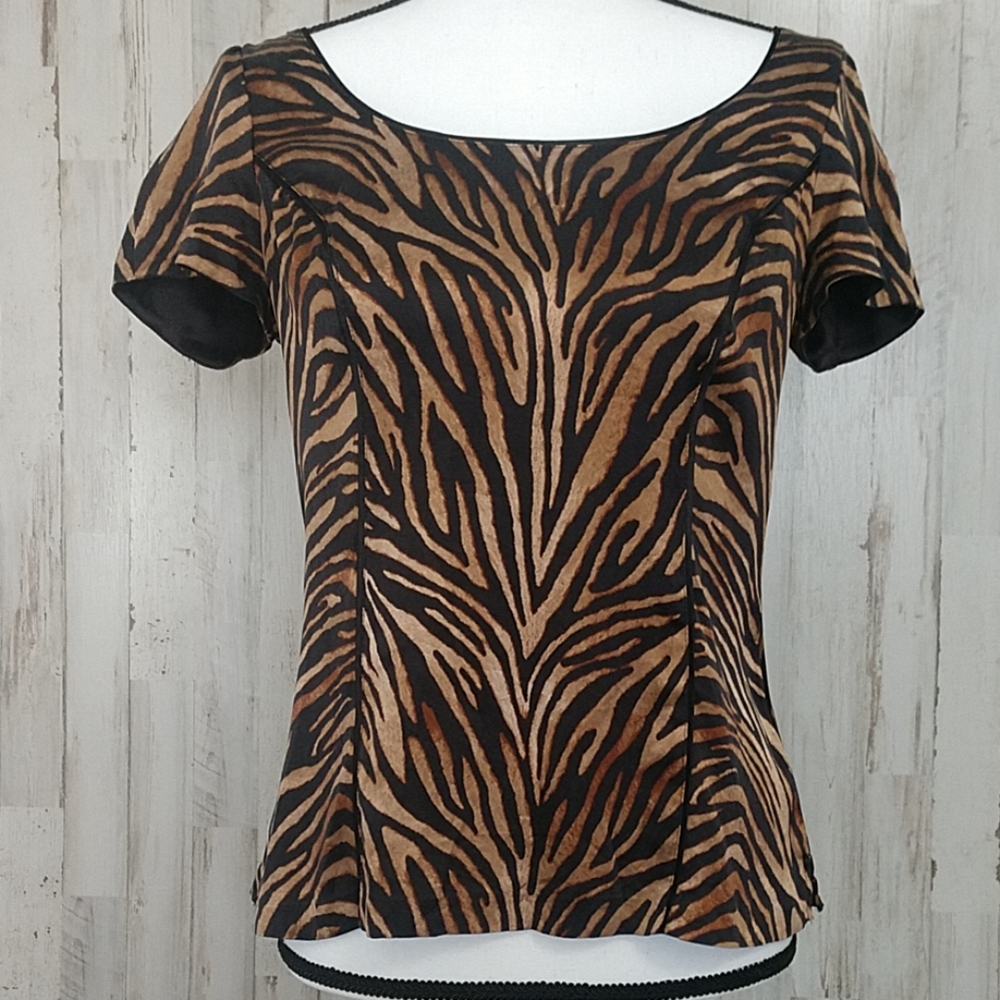 WHBM Animal Print Silk Top
